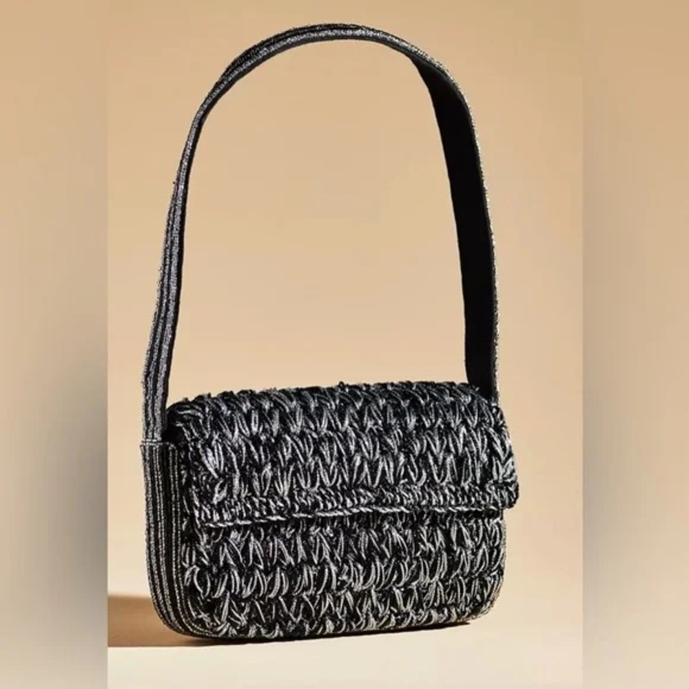 Maeve Anthropologie Fiona Metallic Woven Handbag
